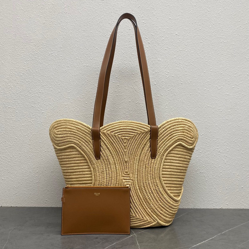 ph-11134201-820l4-mpa8gdd9ttl769.jpg Celine raffia braided resort beach tote bag spacious shoulder shopping tote handbag with coin pouch - 图片 1