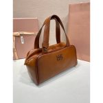 MIu vintage bowling top handle bag Boston shopper handbag tote with antique gold metalware - 图片 2
