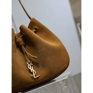 YSL suede drawstring shoulder bucket tote casual underarm hobo tote with detatchable pouch - 图片 6