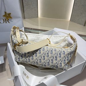 Dior D journey jacquard vintage small shoulder baguette tote - 图片 5