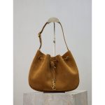 YSL suede drawstring shoulder bucket tote casual underarm hobo tote with detatchable pouch - 图片 2