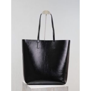 YSL minimalist open-top shoulder shopping tote chic resort beach tote in shiny calfskin - 图片 5