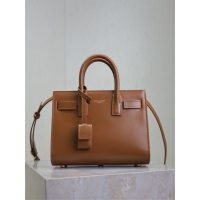 YSL small Sac De Jour structured shopper handbag with protective feet and removeable clutch