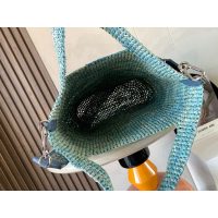 Loewe slit shoulder bucket tote holiday raffia resort beach bag with jacquard wide strap - 图片 9