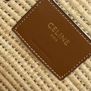 Celine raffia braided resort beach tote bag spacious shoulder shopping tote handbag with coin pouch - 图片 9