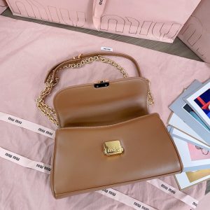 MIu dual strap underarm bagutte shoulder crossbody flap messenger bag with pushlock clasp - 图片 5