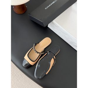Chanel capped flat mules slide flat sandal shoes size35-40