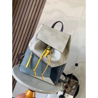 large capacity Loewe puzzle drawstring backpack color-contrast rugged hiking rucksack - 图片 2