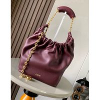small Loewe squeeze ruched shoulder hobo tote bag with flamenco donut chain - 图片 7