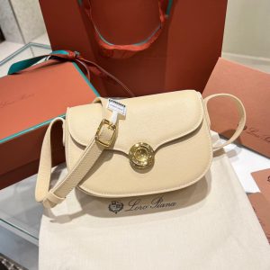 Loro Piana small Ghiera Shoulder Bag sling crossbody flap saddle messenger in structured shape - 图片 4