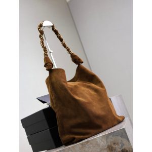 YSL suede shoulder hobo tote foldable storage bucket tote full boutique package - 图片 3