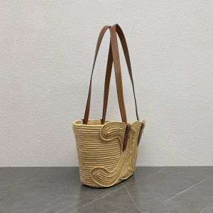 Celine raffia braided resort beach tote bag spacious shoulder shopping tote handbag with coin pouch - 图片 8