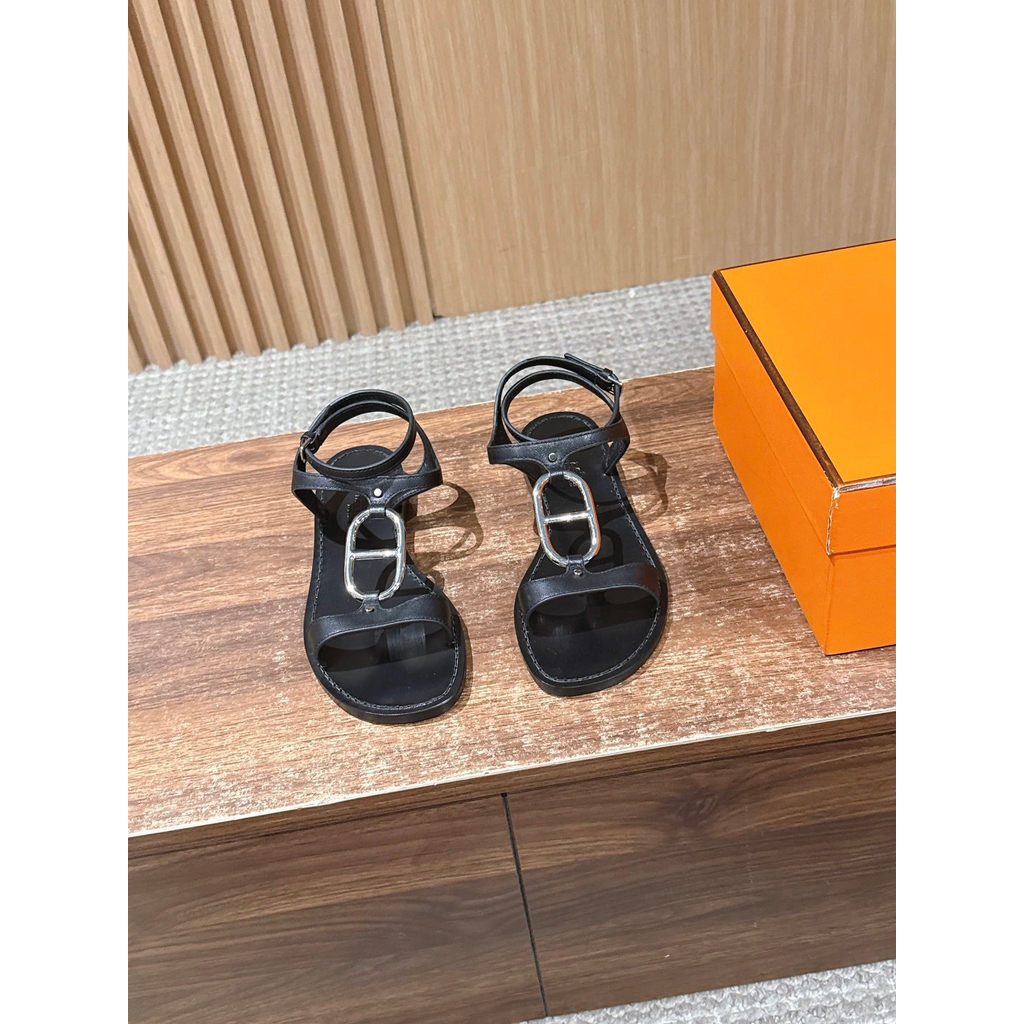 ph-11134201-820l8-mpa97516n7kc84.jpg Hermes Marinella flat ankle-strap sandal with Oversized Chaîne d’Ancre size35-40 - 图片 1