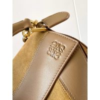 Loewe small puzzle handbag striped shoulder shopper tote in mixed material - 图片 5