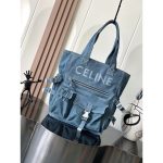 Celine multi-pockets commuter denim tote large capacity shopper handbag