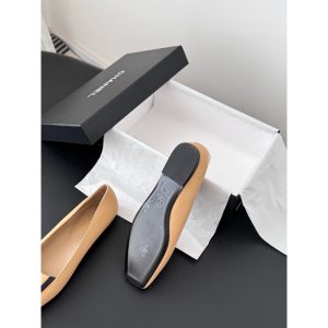 Chanel square-toe flat ballerina boat shoes with contrast black frame trim size35-40