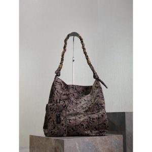 YSL Amalia large jacquard shoulder hobo tote related foldable storage handbag detatchable pouch - 图片 3