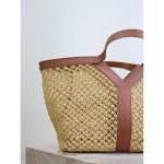 YSL Y chic raffia-braided open shoulder tote resort beach storage bag with removeable clutch - 图片 3