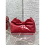 crocodile-effect Dior bow crossbody shoulder bag slouchy cosmetic pouch cocktail party clucth