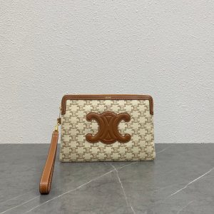 Celine canvas casual wristlet clutch versatile zipper coin pouch smartphone makeup pouch - 图片 3