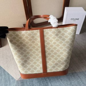 dual size Celine medium small cabas canvas shoulder shopping tote spacious storage bag - 图片 3