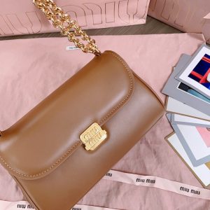 MIu dual strap underarm bagutte shoulder crossbody flap messenger bag with pushlock clasp - 图片 4