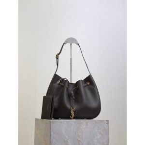 YSL suede drawstring shoulder bucket tote casual underarm hobo tote with detatchable pouch - 图片 3