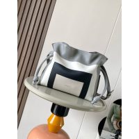 Loewe flamenco luck pouch drawstring cloudy cosmetic clutch crossbody bucket bag with coiled knot