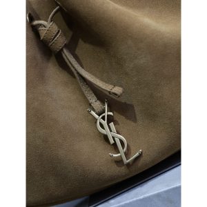 YSL suede drawstring shoulder bucket tote casual underarm hobo tote with detatchable pouch - 图片 8