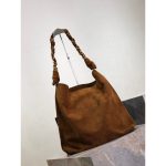 YSL suede shoulder hobo tote foldable storage bucket tote full boutique package - 图片 2