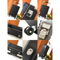 Hermes RMS telescopic cabin cargo suitcase/wheeled case in canvas and leather trim
