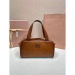 MIu vintage bowling top handle bag Boston shopper handbag tote with antique gold metalware