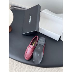 Chanel burgundy calfskin penny slip-on loafer size 35-40