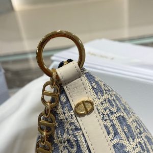 Dior D journey jacquard vintage small shoulder baguette tote - 图片 4