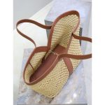 YSL Y chic raffia-braided open shoulder tote resort beach storage bag with removeable clutch - 图片 5