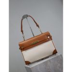 YSL Manhattan canvas underarm baguette in smooth box leather with protective studs - 图片 2