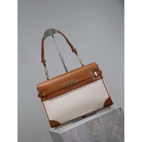 YSL Manhattan canvas underarm baguette in smooth box leather with protective studs - 图片 2