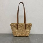 Celine raffia braided resort beach tote bag spacious shoulder shopping tote handbag with coin pouch - 图片 7