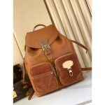 Louis Vuitton ostrich-effect rugged hiking rucksack versatile drawstring outdoor sport backpack