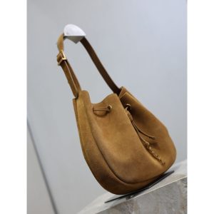 YSL suede drawstring shoulder bucket tote casual underarm hobo tote with detatchable pouch - 图片 7