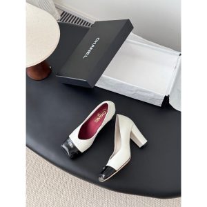 Chanel square toe block heel pump slip-on size 35-40