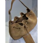 YSL suede drawstring shoulder bucket tote casual underarm hobo tote with detatchable pouch - 图片 9