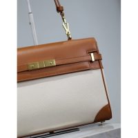 YSL Manhattan canvas underarm baguette in smooth box leather with protective studs - 图片 4