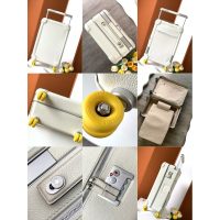 Hermes RMS telescopic cabin cargo suitcase/wheeled case in canvas and leather trim