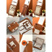 Hermes RMS telescopic cabin cargo suitcase/wheeled case in canvas and leather trim