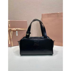 MIu vintage bowling top handle bag Boston shopper handbag tote with antique gold metalware - 图片 6