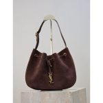 YSL suede drawstring shoulder bucket tote casual underarm hobo tote with detatchable pouch