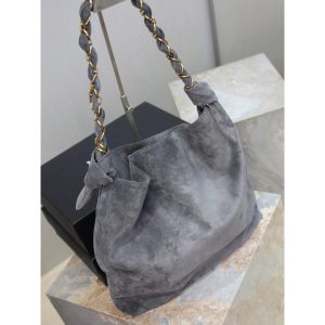 YSL suede shoulder hobo tote foldable storage bucket tote full boutique package - 图片 6