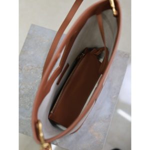 YSL small bucket shopping tote open-top daily handbag in mixed canvas and calfskin - 图片 5