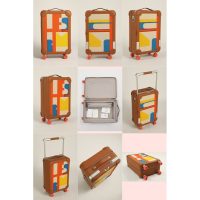 Hermes RMS telescopic cabin cargo suitcase/wheeled case in canvas and leather trim